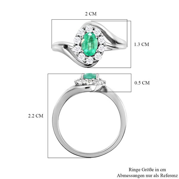 AAA Kagem sambischer Smaragd und weißer Zirkon-Ring - 0,93 ct. image number 7