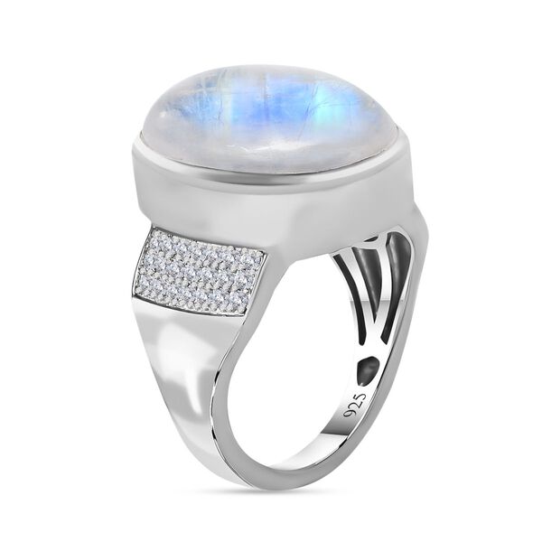 Premium Regenbogen Mondstein und Zirkon Ring - 12,69 ct. image number 5