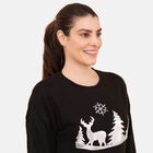 100% Baumwoll-Flanell Strick Sweatshirt mit Applikation, Schwarz Größe 40  image number 5
