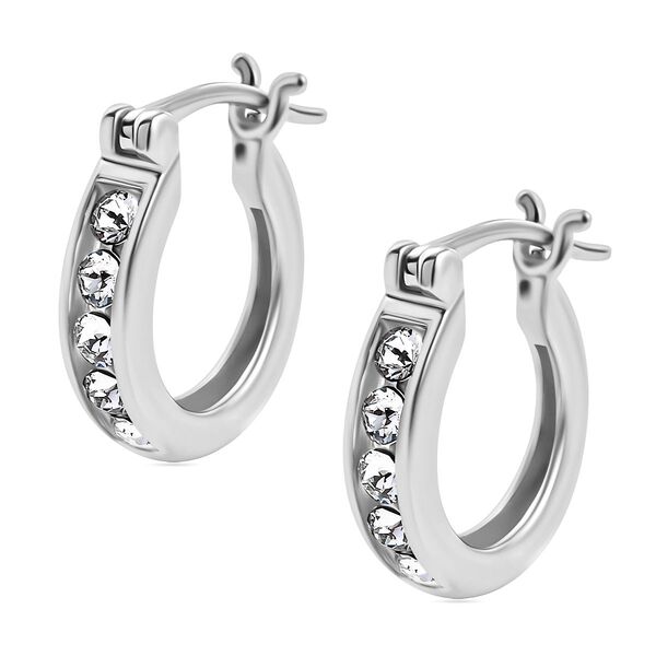 J Francis gefertigt mit SWAROVSKI- Wei&szlig;e Swarovski Kristall-Ohrringe, 925 Silber platiniert image number 4