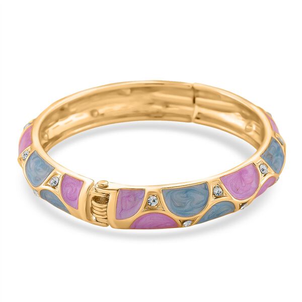 Emaille-Armreif mit halbmondförmigem Muster in Lila und Blau, verziert mit weißen Kristallen, ca. 18,5 cm image number 6