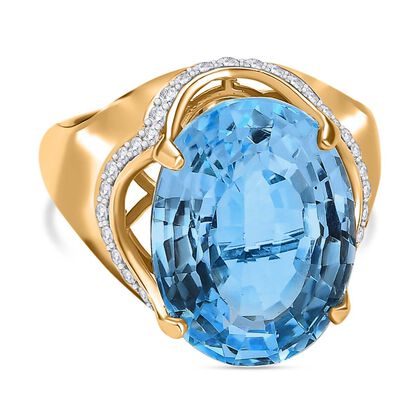 Himmelblauer Topas und Zirkon-Ring - 12,54 ct.