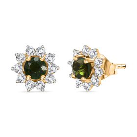 Natürliche Chromdiopsid und Zirkon-Ohrstecker - 1,15 ct.