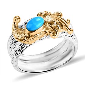 Royal Bali Kollektion- Amerikanischer natürlicher Sleeping Beauty Türkis Pfau Ring - 0,83 ct.