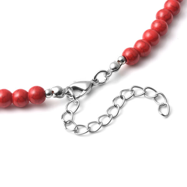 Rote Howlit-Halskette, ca. 45 cm, Edelstahl ca. 166,00 ct image number 5