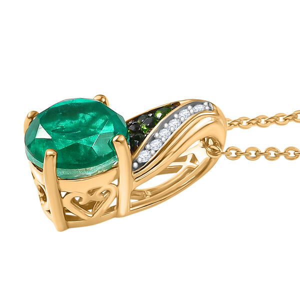 D'Joy Smaragd-Quarz Triplette, Nat&uuml;rlicher Chromdiopsid Schmuckset ca. 50 cm 925 Silber 750 Gelbgold Vermeil ca. 2,46 ct. image number 3