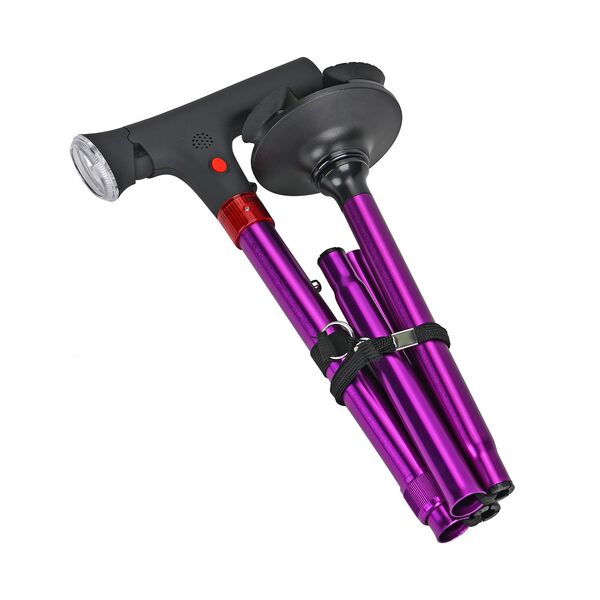 Faltbarer Smart-Gehstock mit LED Licht und Alarm, Belastbarkeit 113 KG, Lila, Ben&ouml;tigt 2xAAA-Batterien (nicht im Lieferumfang enthalten) image number 4