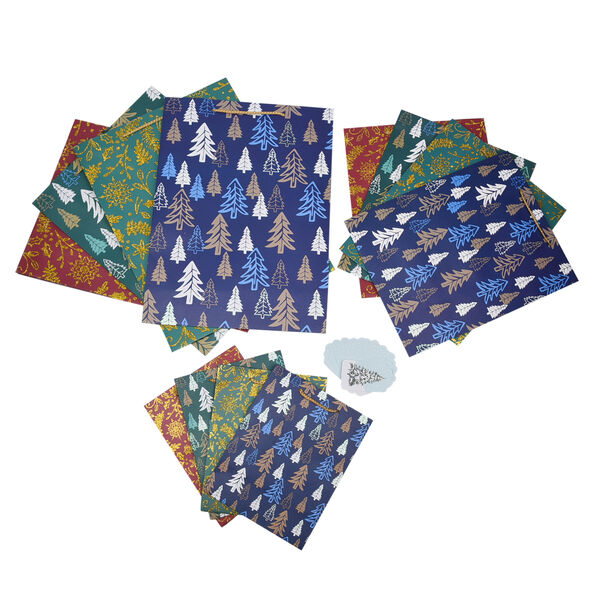 12er-Set Geschenktüten, Weihnachtsmotiv, Größe S (18x10x23 cm), M (32x12x26 cm), und L (31x12x42 cm), Mehrfarbig  image number 5