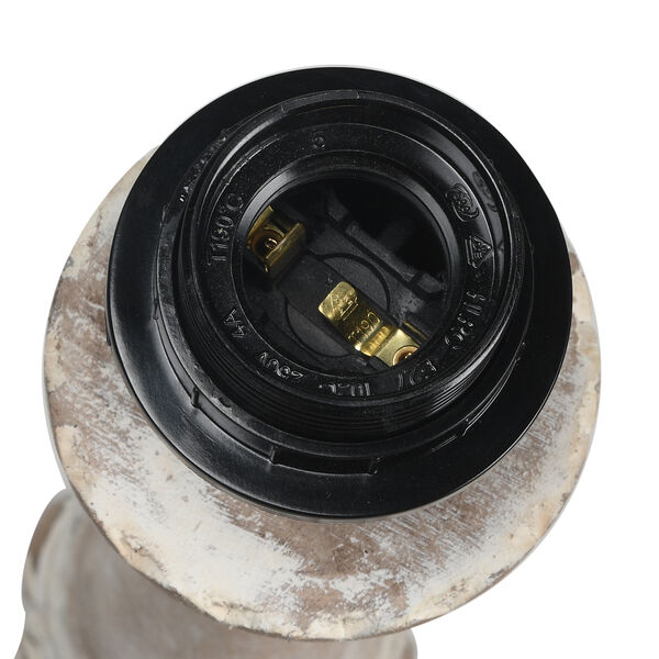 NAKKASHI - handgeschnitzte Stehlampe aus Mangoholz, inkl. Lampenschirm, wei&szlig;es Finish image number 6