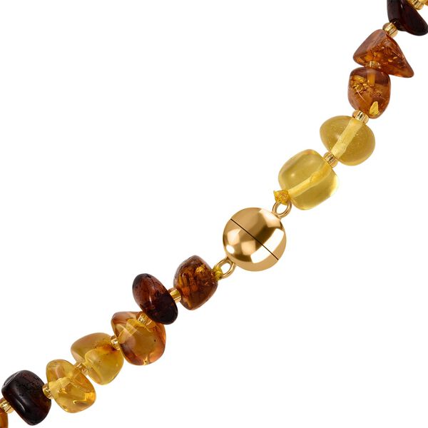 D'Joy Wei&szlig;e S&uuml;&szlig;wasser Perle (6-8 mm), Mehrfarbiger Bernstein Halskette ca. 50 cm 925 Silber vergoldet image number 6