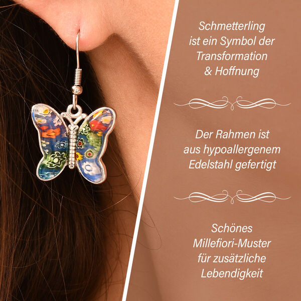 Schmetterlings-Ohrringe im Murano-Stil image number 2