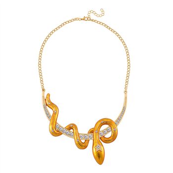 Gelbgold emaillierte wei&szlig;e Kristall-Halskette, 50 cm