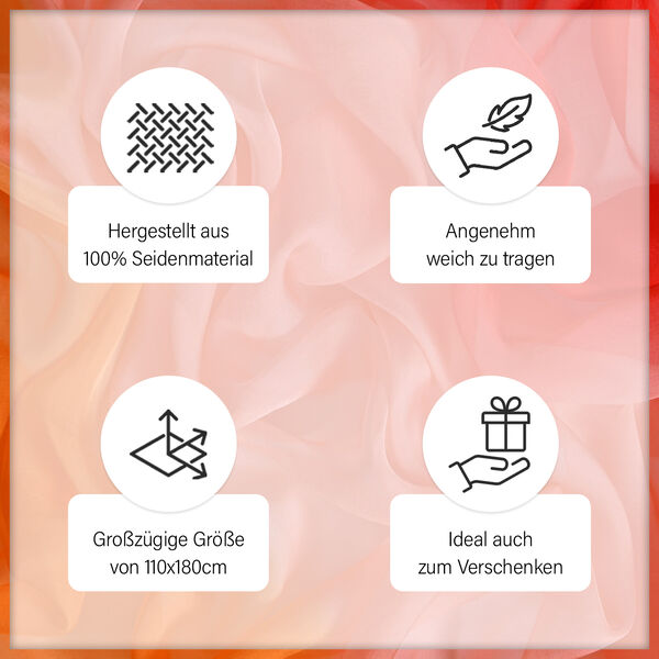 LA MAREY Ombre Chiffon Schal aus Seide, rot orange image number 4