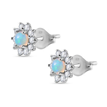 Nat&uuml;rliche, &auml;thiopische Welo Opal und Zirkon Ohrstecker - 0,93 ct.