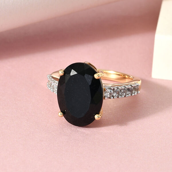 Schwarzer Turmalin und Zirkon-Ring - 6,90 ct. image number 2