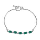 Smaragd-Quarz Triplette, Weißer Zirkon Armband ca. 18 cm Messing (10-15 Werktage Lieferzeit) ca. 3.47 ct