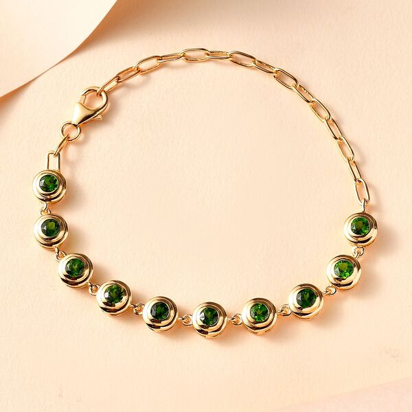 Nat&uuml;rlicher Chromdiopsid Armband ca. 19 cm 925 Silber 750 Gelbgold Vermeil ca. 2.85 ct image number 2