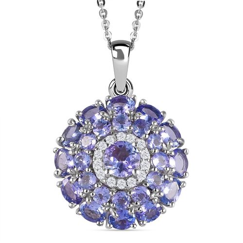 Tansanit-Anhänger mit Kette, 925 Silber platiniert ca. 3.39 ct image number 0