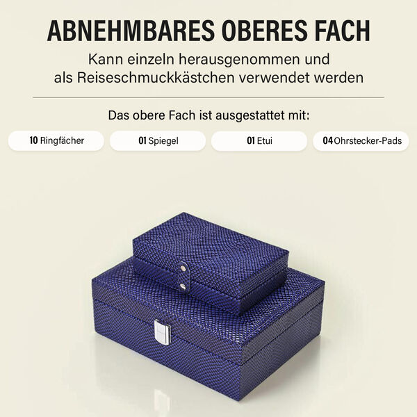 2er-Set Schmuckboxen mit Tierhautmuster, Blau image number 3
