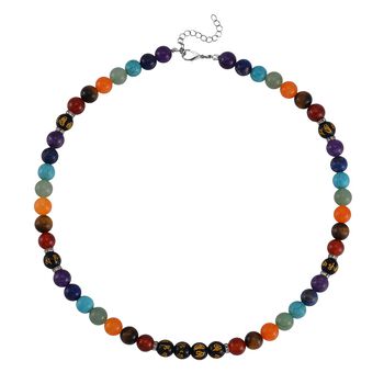 Mehrfarbig Edelsteine, Kristall Halskette ca. 45 cm Reiner Edelstahl