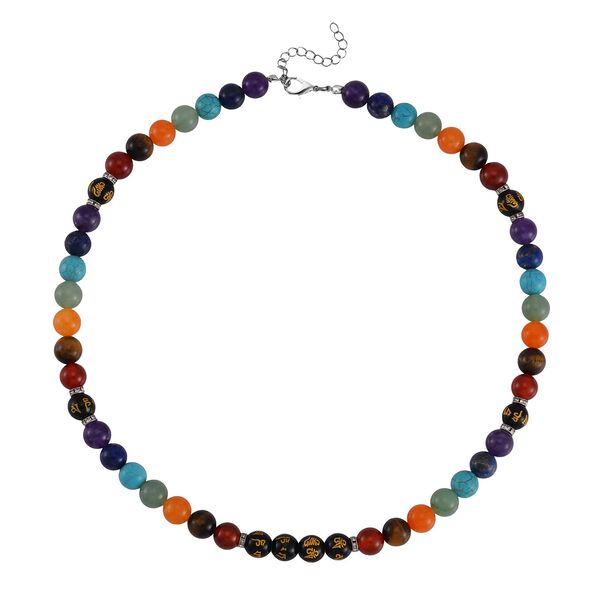 Mehrfarbig Edelsteine, Kristall Halskette ca. 45 cm Reiner Edelstahl image number 3