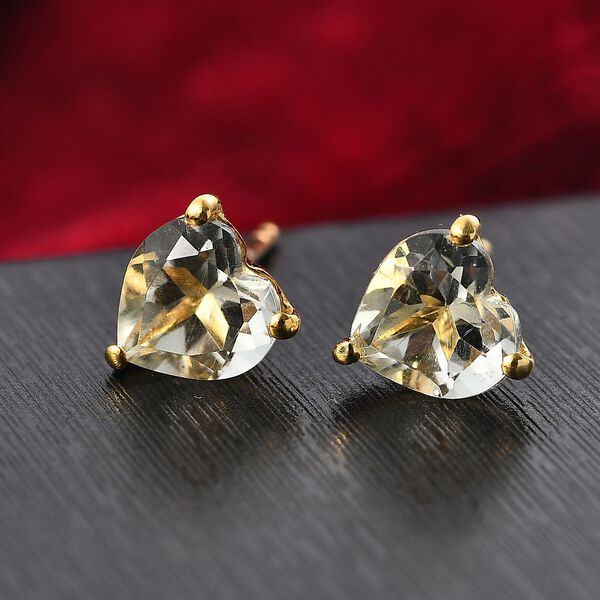 AA Prasiolith Ohrringe, 925 Silber 750 Gelb Vergoldet ca. 2.35 ct image number 2