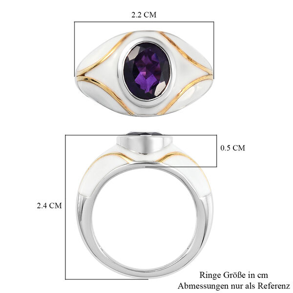 Lusaka Amethyst Solitär Ring 925 Silber Zweifarbige Beschichtung image number 7