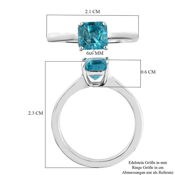 Blauer Apatit Solit&auml;r Ring 925 Silber Platin-&Uuml;berzug image number 7
