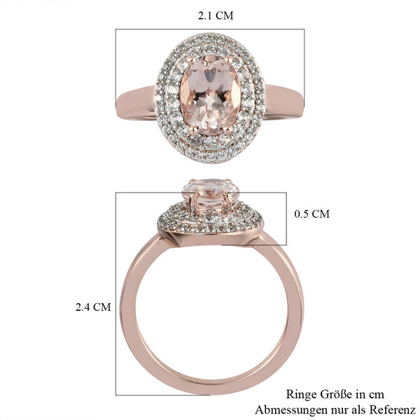 Marropino Morganit und Zirkon-Ring, 925 Silber Ros&eacute;gold Vermeil  ca. 1,60 ct image number 7
