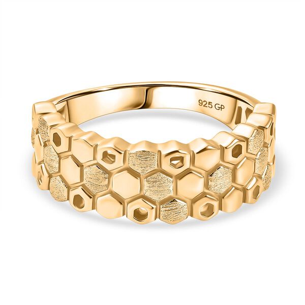 GP Trionfo Honeycomb Kollektion - Kanchanaburi Blauer Saphir Ring 925 Silber 750 Gelb Vergoldet (Gr&ouml;&szlig;e 17.00)