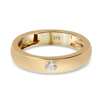 Diamant Band-Ring, zertifiziert I2-I3, 375 Gelbgold (Gr&ouml;&szlig;e 17.00) ca. 0,10 ct