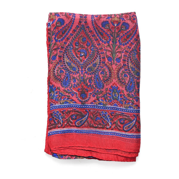 Bedruckter Schal aus 100% Seidensatin, Koralle image number 5