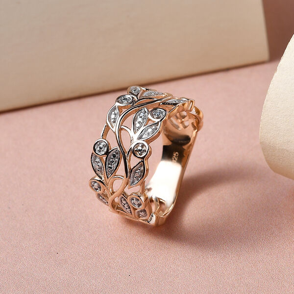 ALLORO ros&eacute;vergoldeter Silberring mit Diamantakzenten image number 2