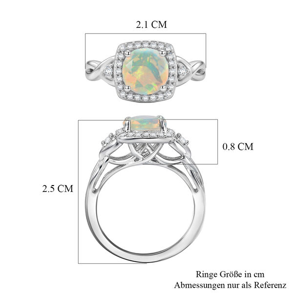 Nat&uuml;rlicher &Auml;thiopischer Opal und Zirkon Halo Ring 925 Silber Platin-&Uuml;berzug image number 7