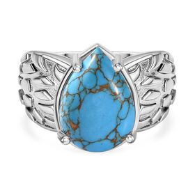 Blaues Türkis Ring, Silberton, (Größe 19.00) ca. 4.95 ct