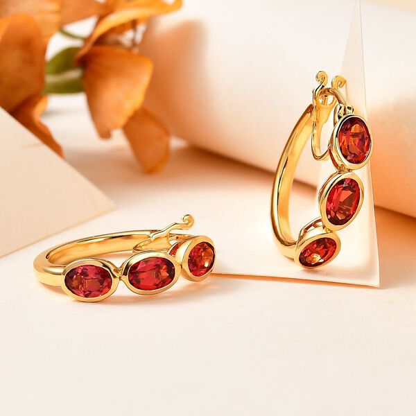 Synthetische Padparadscha Saphir-Ohrringe - 3,85 ct. image number 2