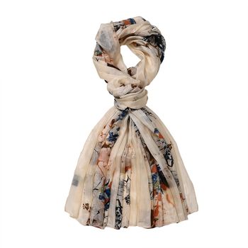 LA MAREY - 100% Maulbeeren-Seidenschal, Chiffon, 195x110cm, Beige