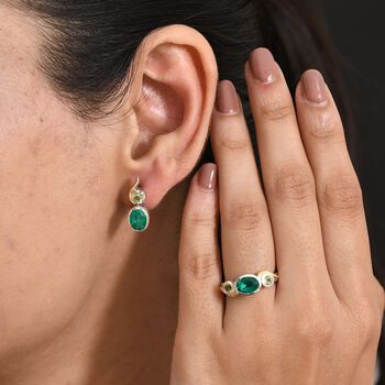 D'Joy Smaragd-Quarz Triplette Schmuckset 925 Silber platiniert und vergoldet (Gr&ouml;&szlig;e 17) ca. 5.19 ct