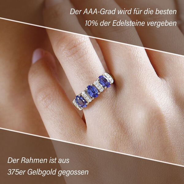 AAA Tansanit und Moissanit Ring, ca. 1,59 ct. image number 3