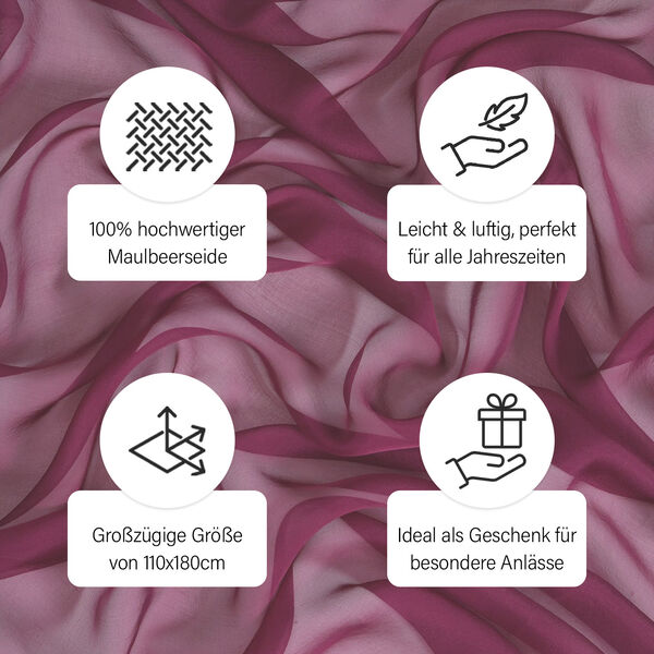 LA MAREY - Maulbeerseide Schal, Weinrot image number 4