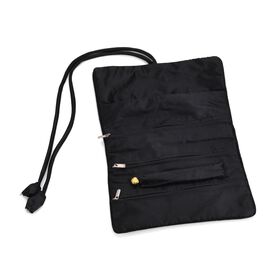 Schmuckorganizer aus Satin mit Stickerei und 5 Premium-Poliert&uuml;chern, 20x9cm, Schwarz