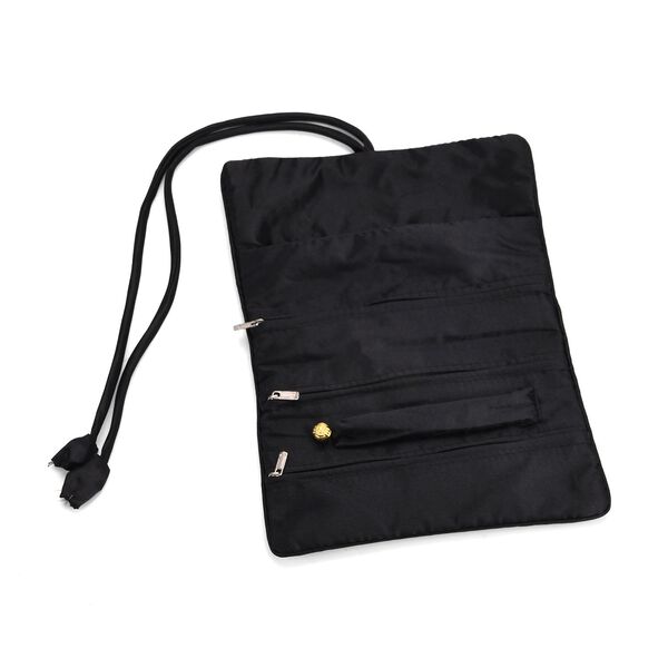 Schmuckorganizer aus Satin mit Stickerei und 5 Premium-Poliert&uuml;chern, 20x9cm, Schwarz image number 3