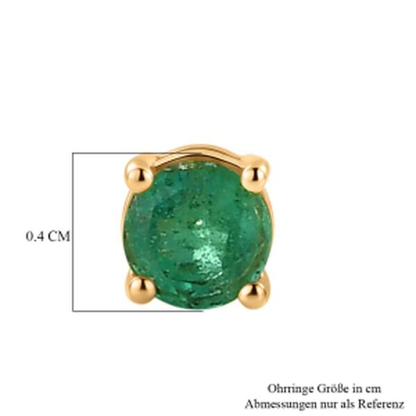 D'Joy AAA Kagem Sambischer Smaragd Ohrringe 925 Silber 750 Gelbgold vermeil ca. 0.49 ct image number 4