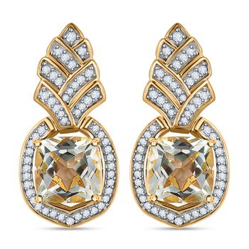 Prasiolith und Zirkon Ohrringe - 7,35 ct.