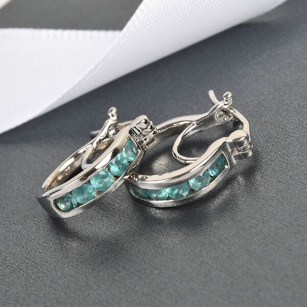 Blaugr&uuml;ner Grandidierit Creolen 925 Silber platiniert ca. 0,62 ct image number 2