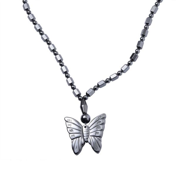 3er Set Hämatit Halsketten mit Elefant, Schmetterling und Kreuz ca. 727.65 ct image number 8