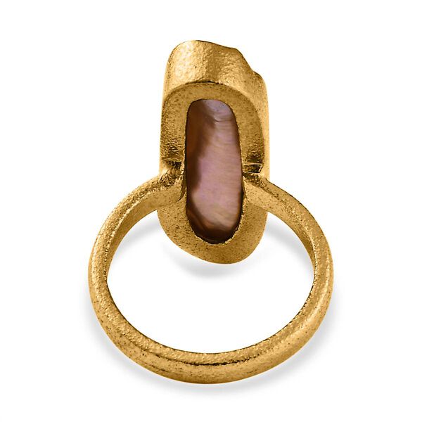 Pfirsich-S&uuml;&szlig;wasser Perle Ring, 925 Silber Gelbgold Vermeil, (Gr&ouml;&szlig;e 18.00) image number 6