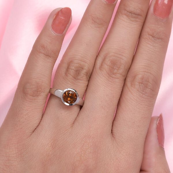 Madira Citrin Solit&auml;r Ring 925 Silber Platin-&Uuml;berzug image number 3