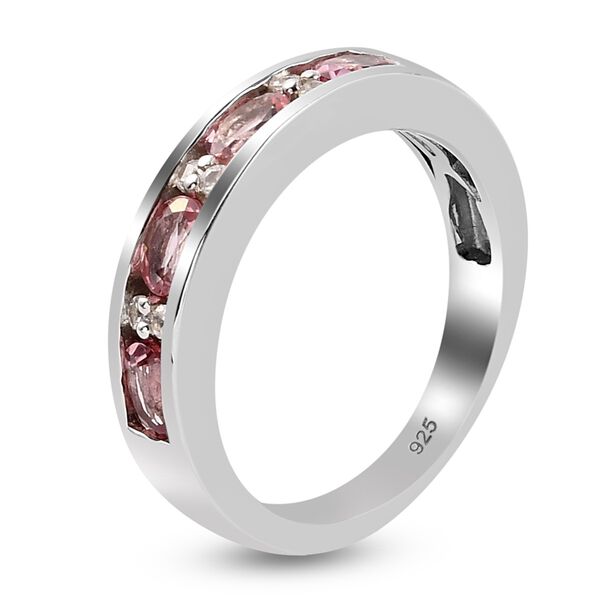 Rosa Turmalin und Zirkon Band Ring 925 Silber Platin-Überzug image number 5