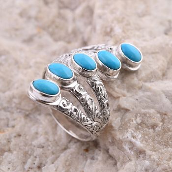 Royal Bali - Sleeping Beauty T&uuml;rkis Ring, 925 Silber (Gr&ouml;&szlig;e 16.00) ca. 2.46 ct